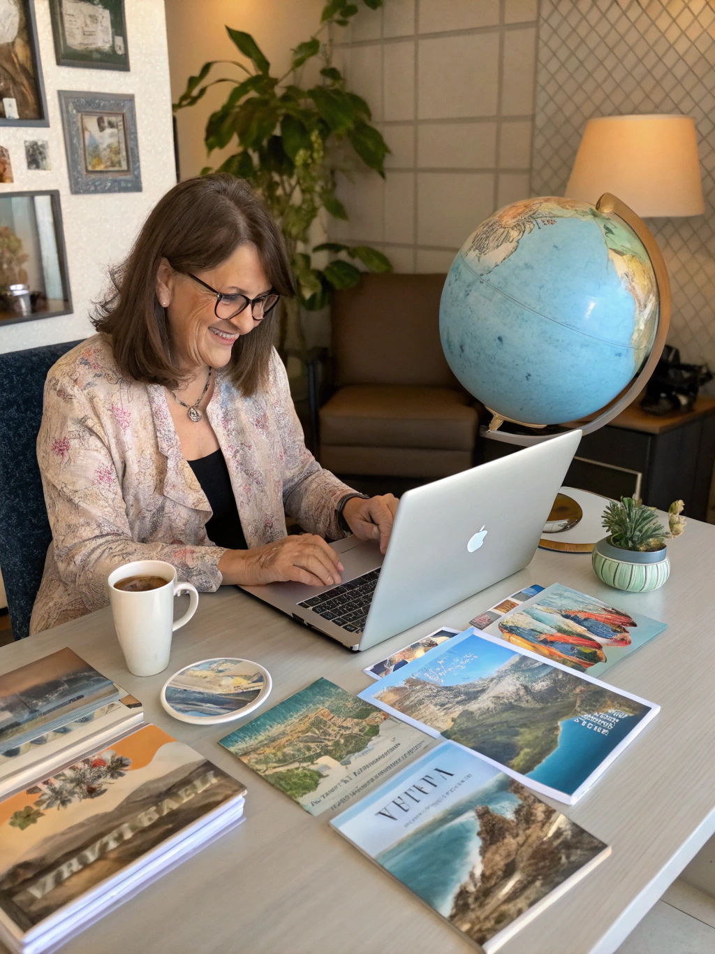Close up of a travel advisor reviewing a custom itinerary for a client