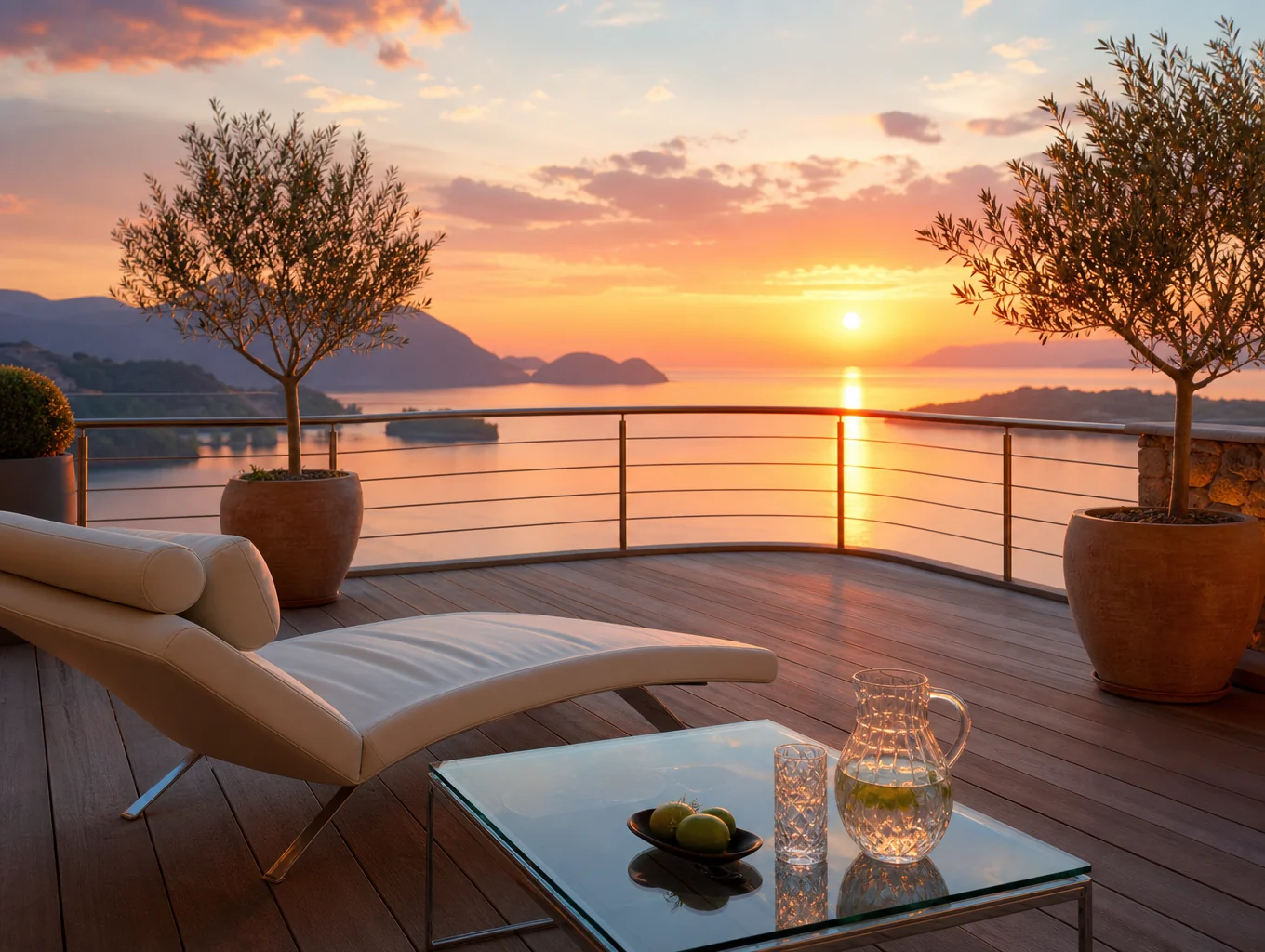Luxury coastal resort terrace